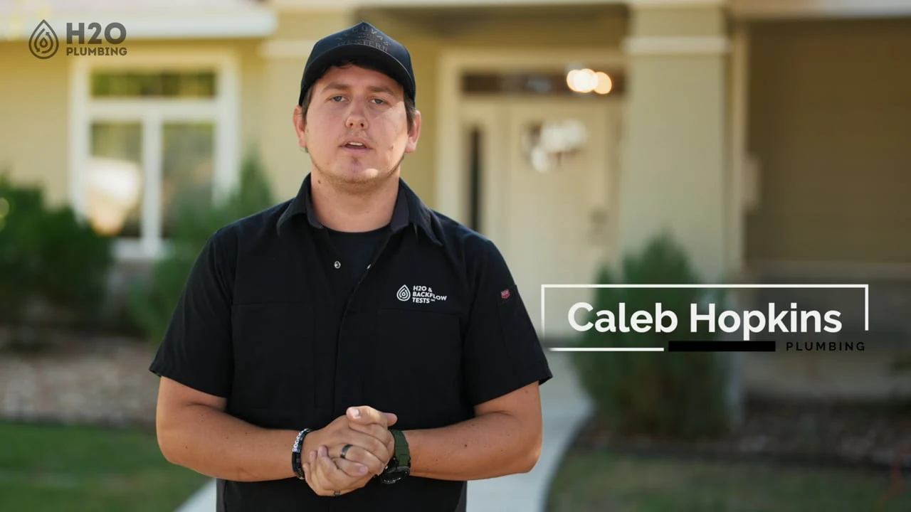Caleb Hopkins presenting H2O Plumbing Authority’s slab leaks service film