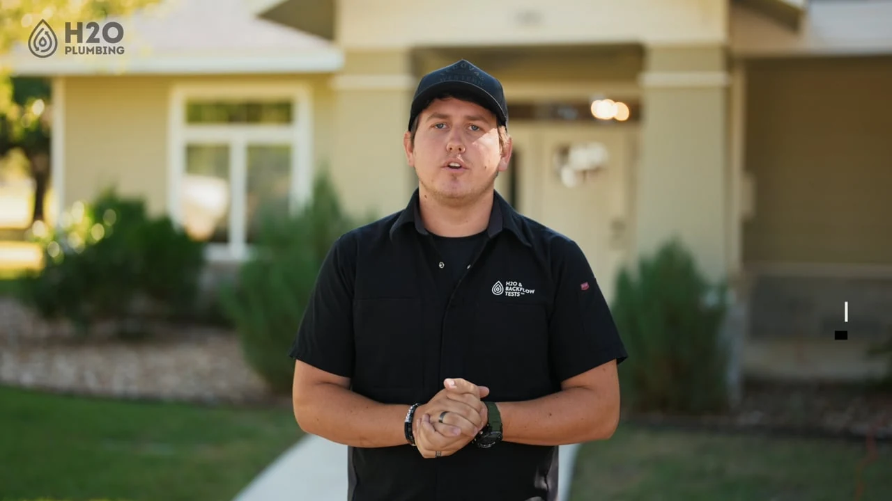 Caleb Hopkins presenting H2O Plumbing Authority’s tankless water heaters service film